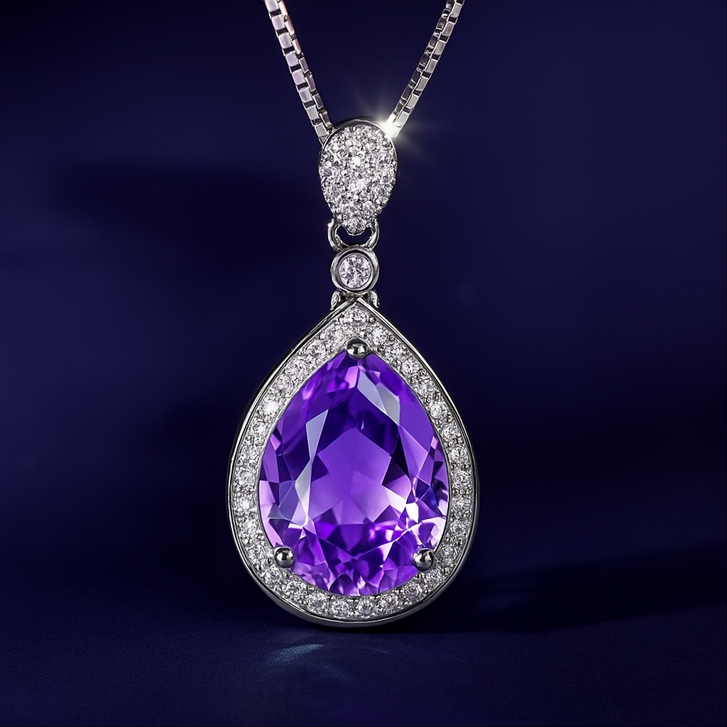 925 Silver Crystal Teardrop Pendant