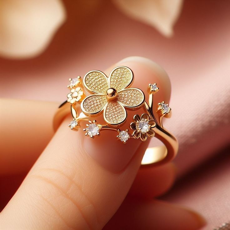 Exotic Gold Blossom Zirconia Ring