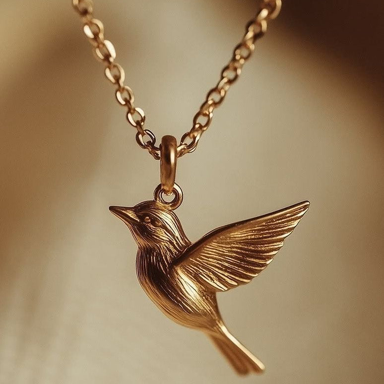 Elegant Hummingbird Gold Necklace