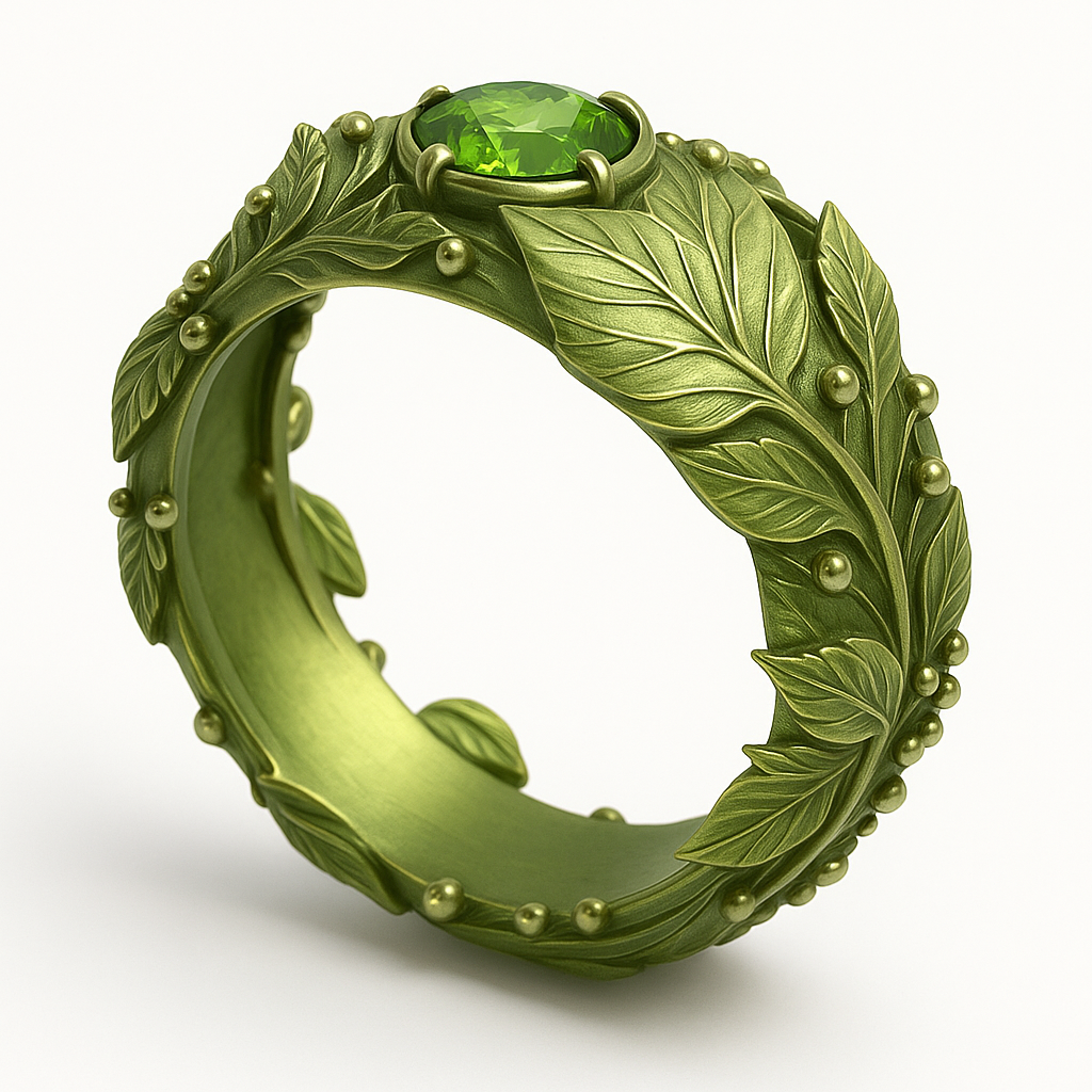 Exotic Green Leaf Ring