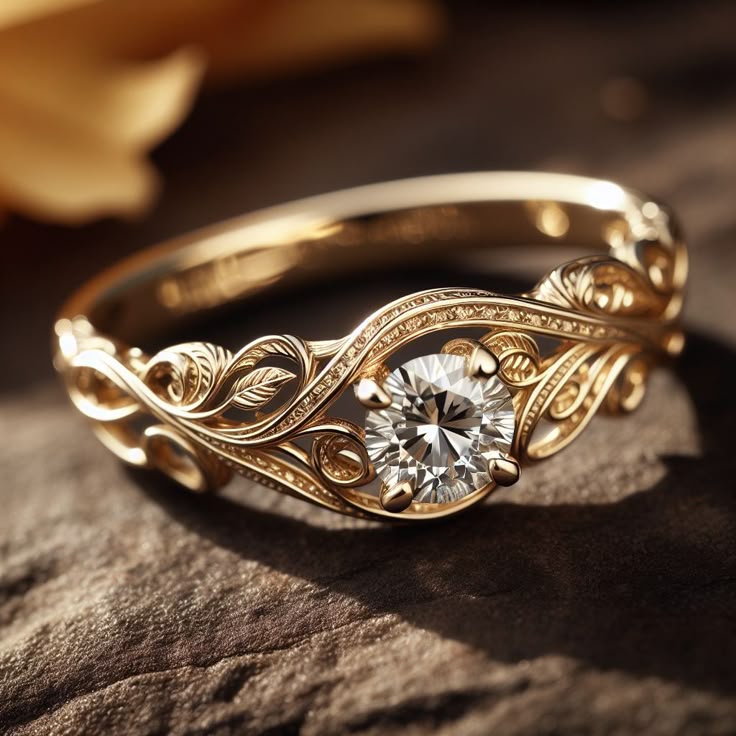Crystal Floral Golden Ring