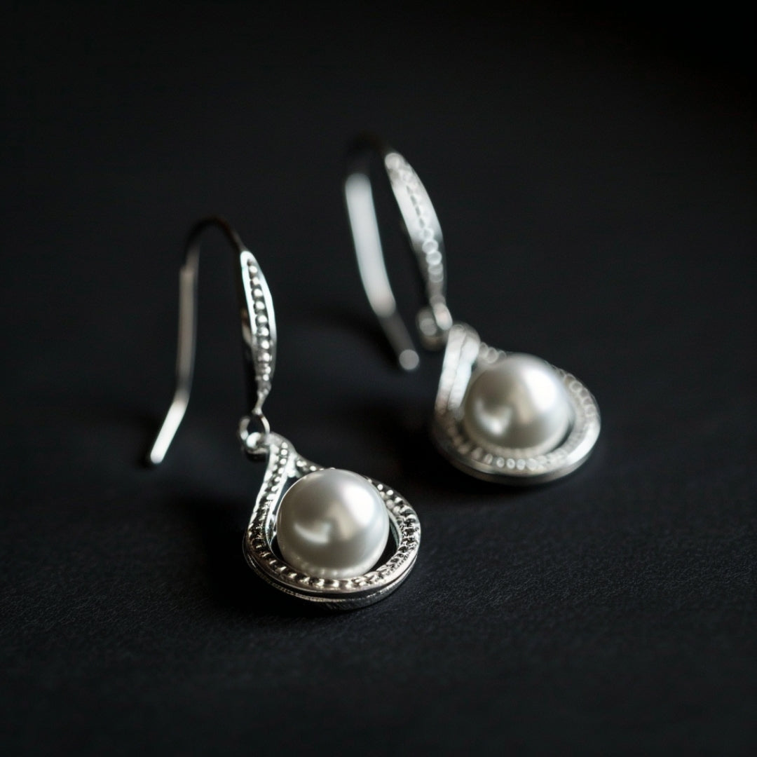 Silver & Pearl Drop Earrings