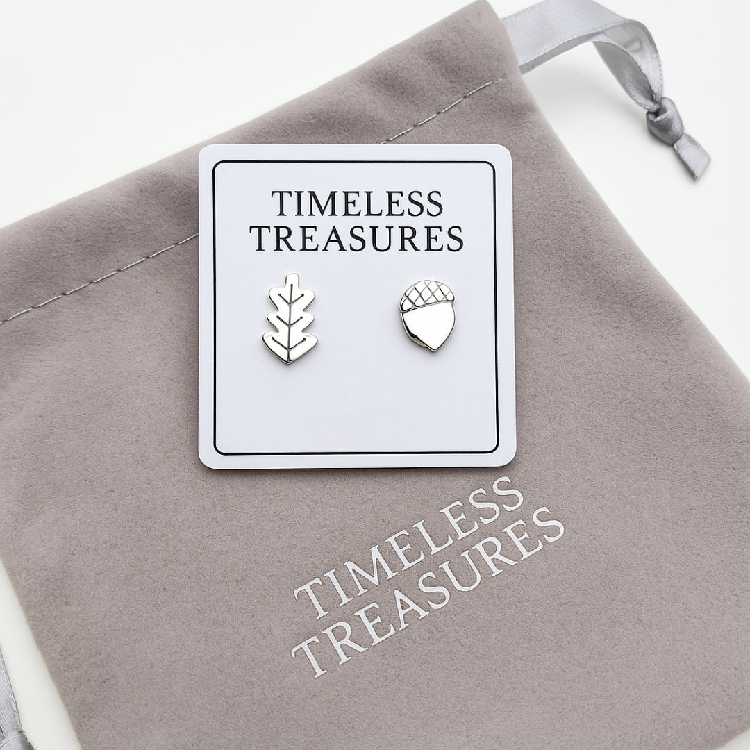 Fall Silver Stud Earrings