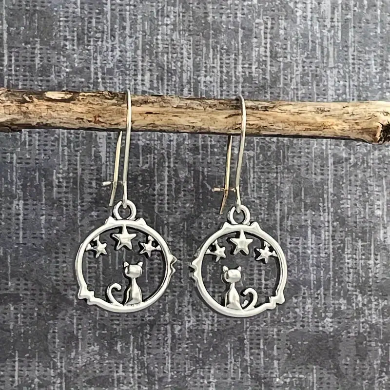 Starry Night Kitty Earrings