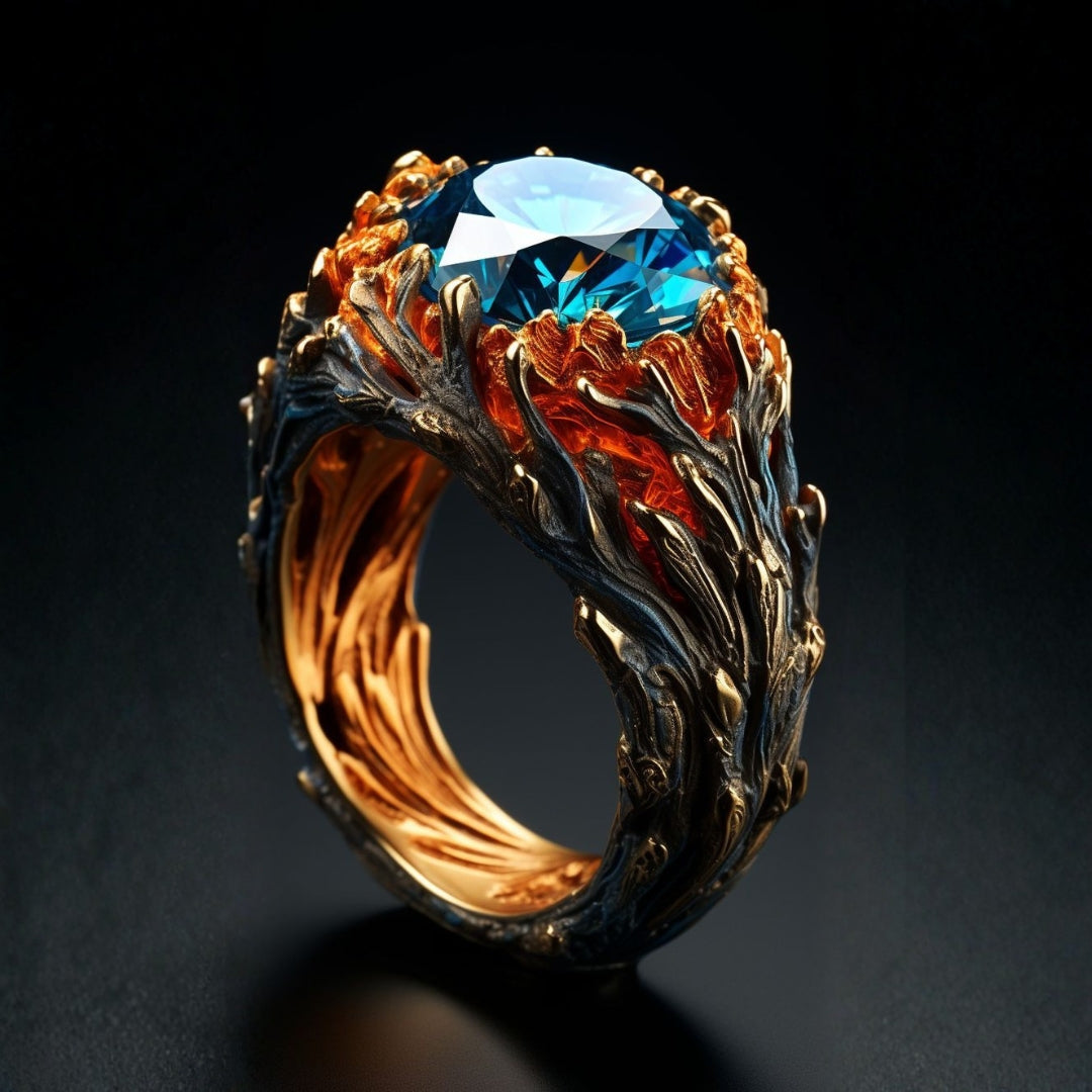 Exotic Blue Nature Lava Ring