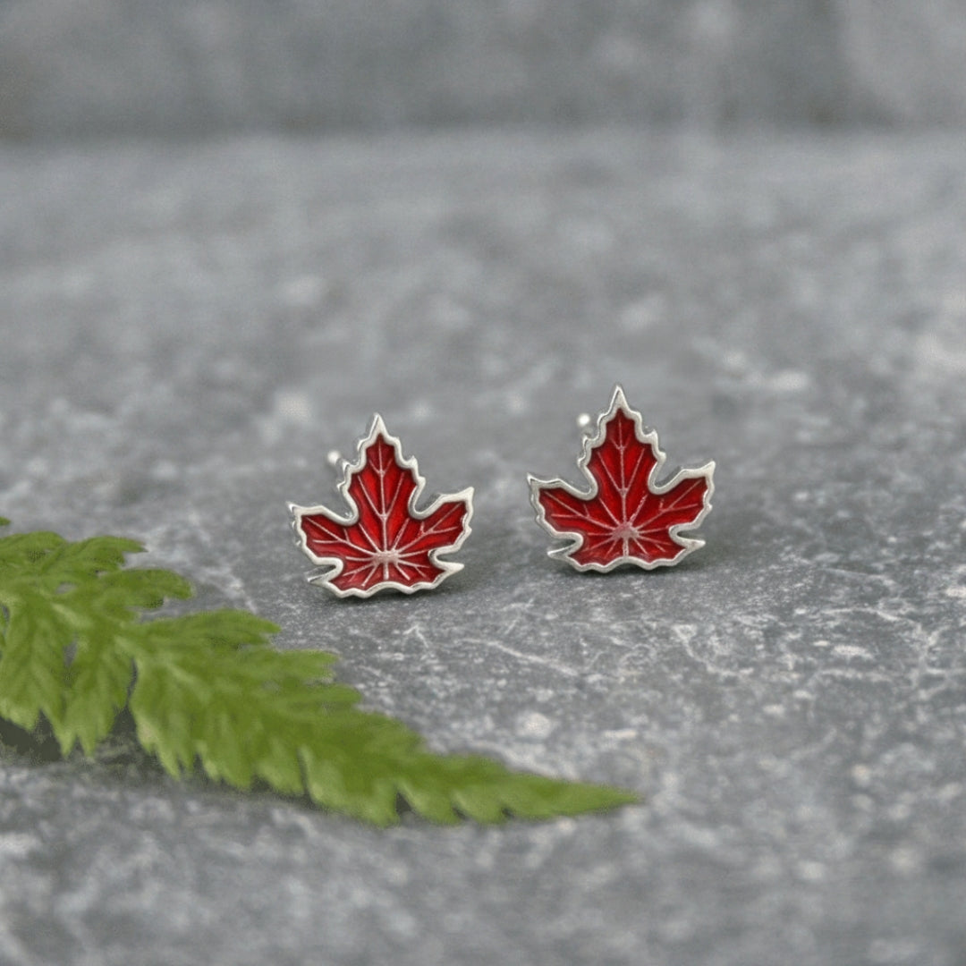Red Fall Leaf Earrings