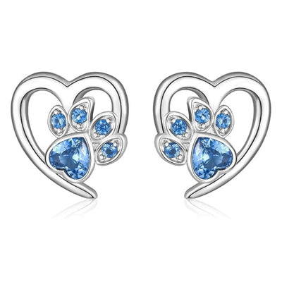Paw and Heart Earrings with Zirconia