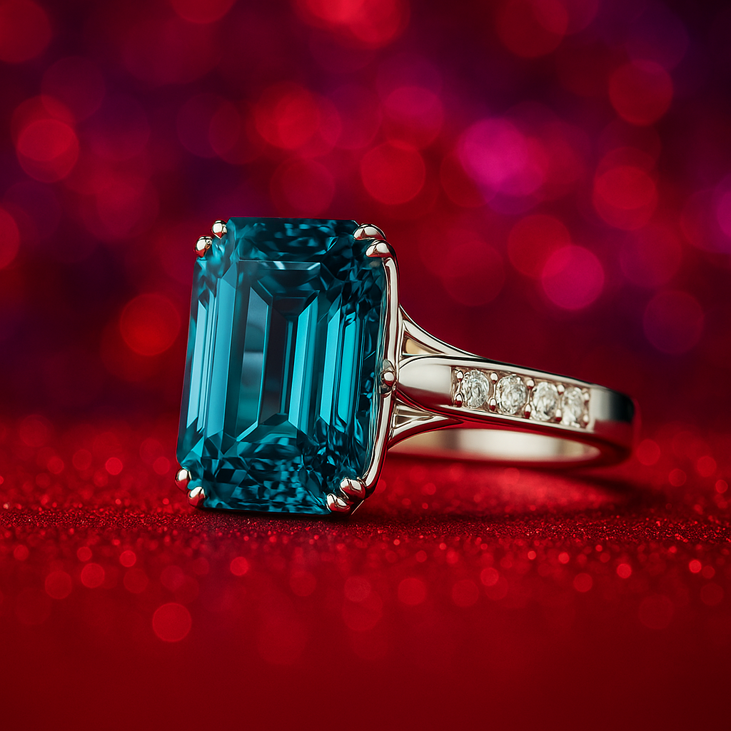 Vintage Blue Crystal Silvered Ring