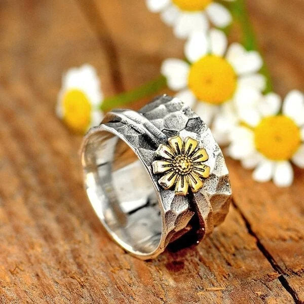 Vintage Sunflower Spinner Ring
