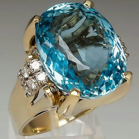 Blue Glass Gold Vintage Ring