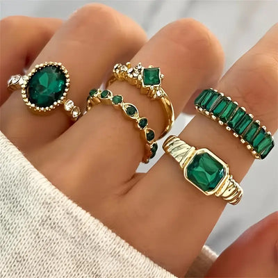 Zarina Premium Emerald Gold Ring Set