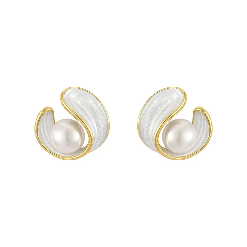 Luxury White Opal Earrings with Pearls in Gold