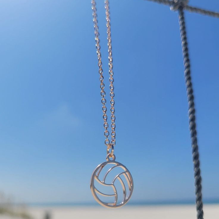 Silver Volleyball Necklace