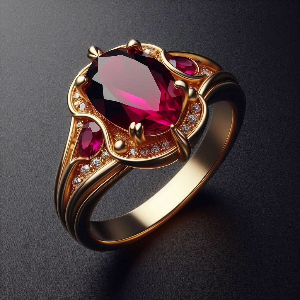 Red Stone Exotic Gold Ring