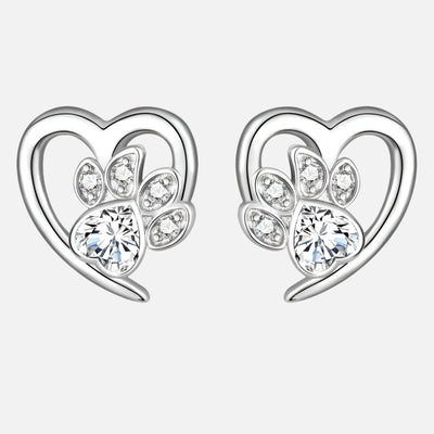 Paw and Heart Earrings with Zirconia