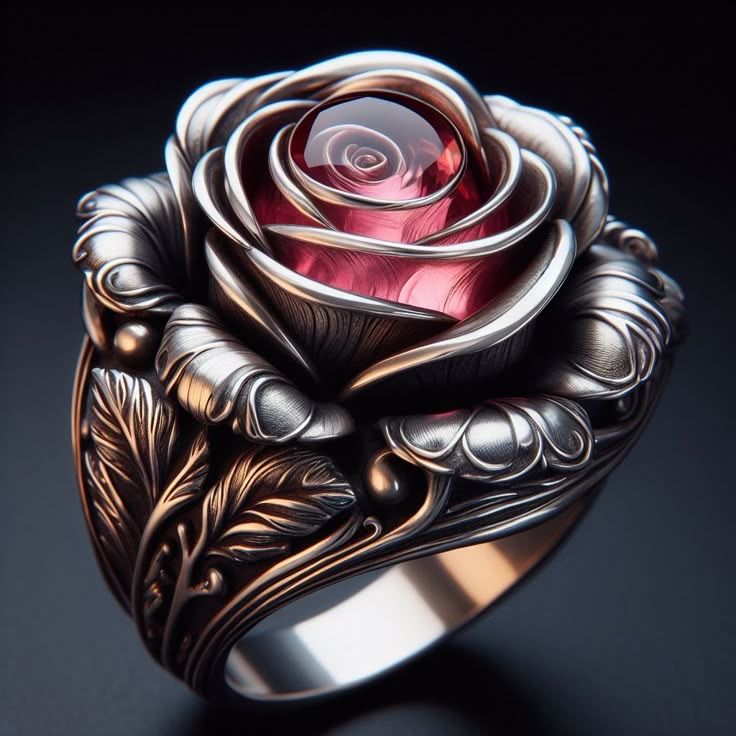 Dark Red Rose Ring