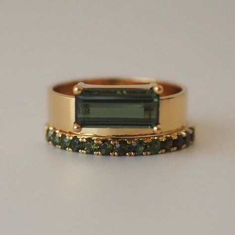 Green Thick Zirconia Ring Set