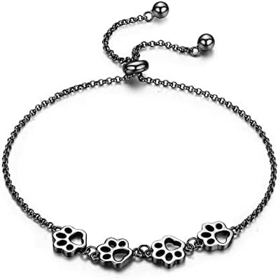 Sterling Silver Paw Print Bracelet – Adjustable Fit