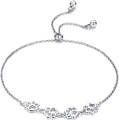 Sterling Silver Paw Print Bracelet – Adjustable Fit