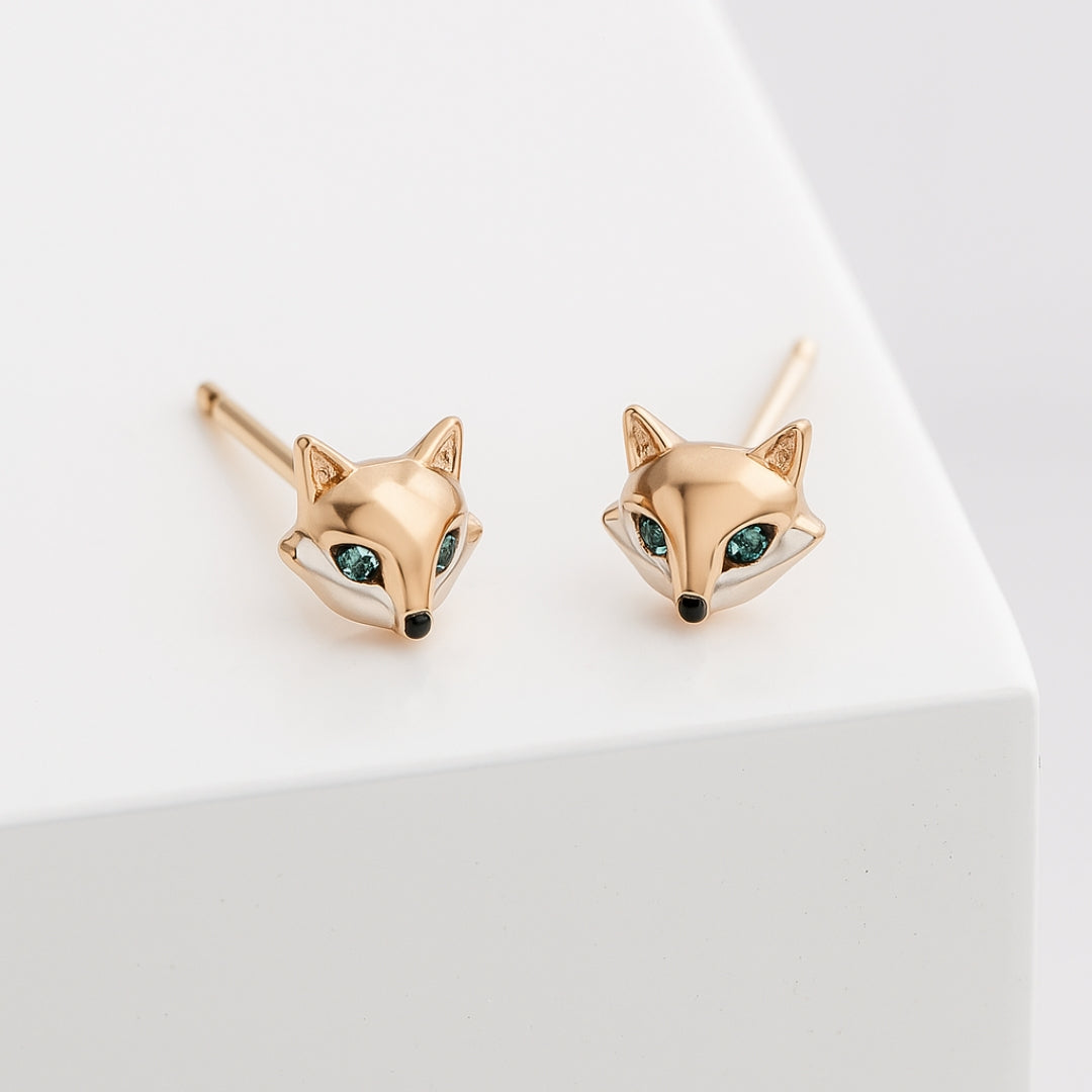 Fox Emerald Gold Earrings