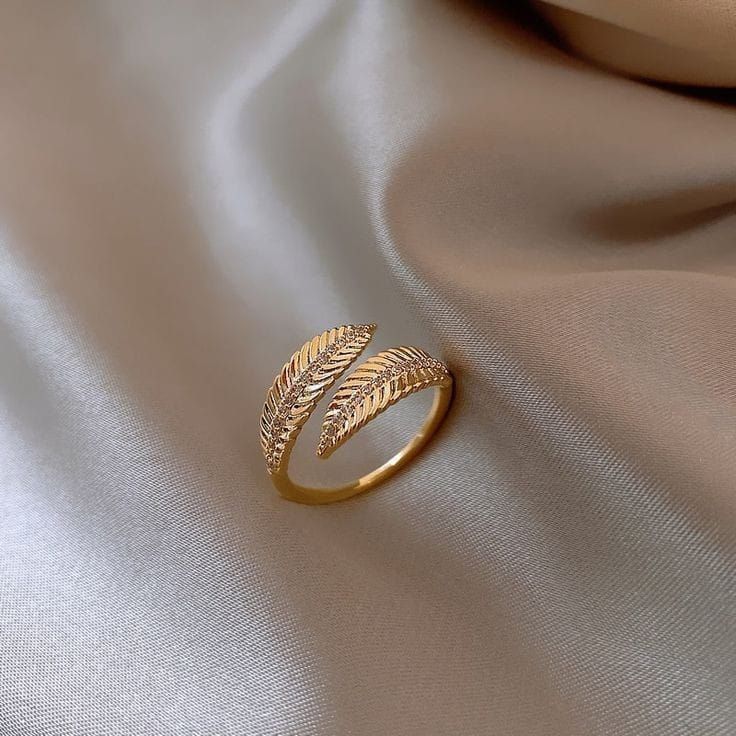 Adjustable Golden Fern Ring