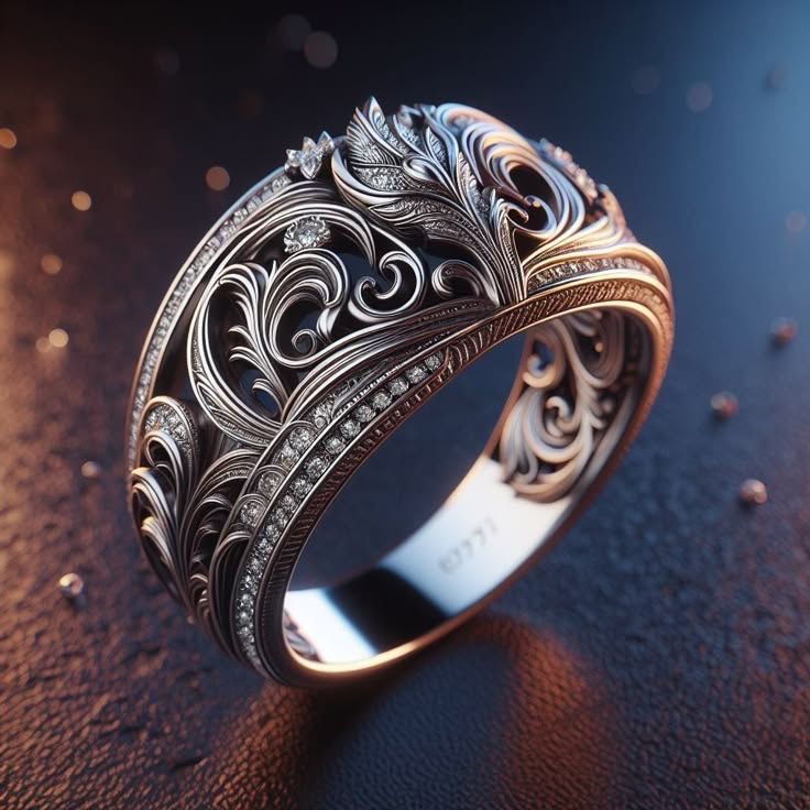 Exotic Ivy Zirconia Silvered Ring