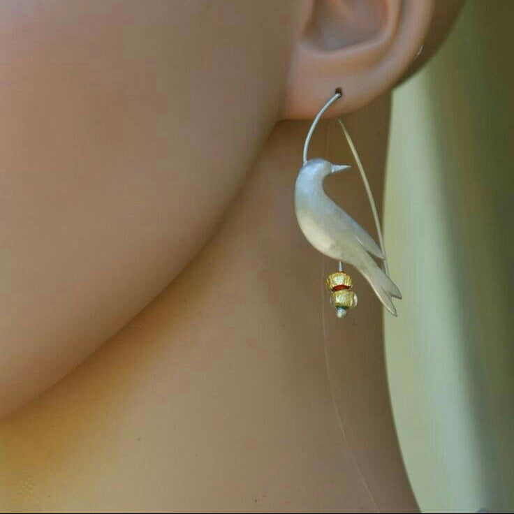 Elegant Silver Bird Earrings