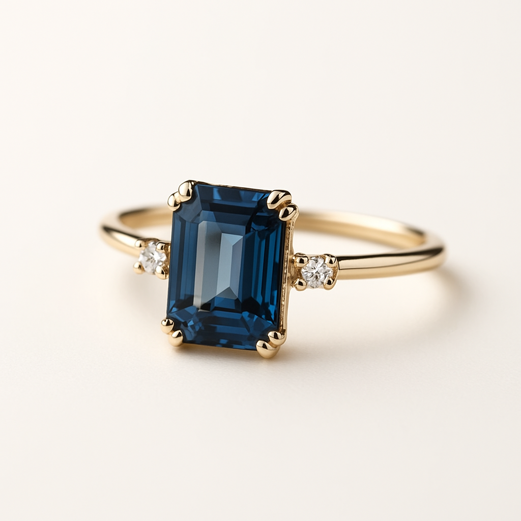 Vintage Blue Crystal Gold Ring