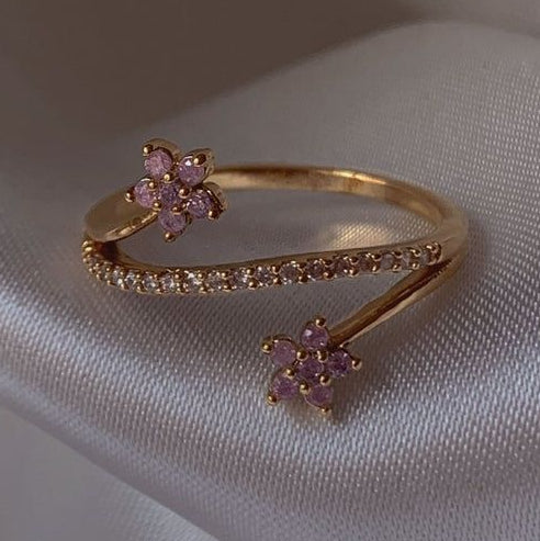 Violet Double Flower Ring