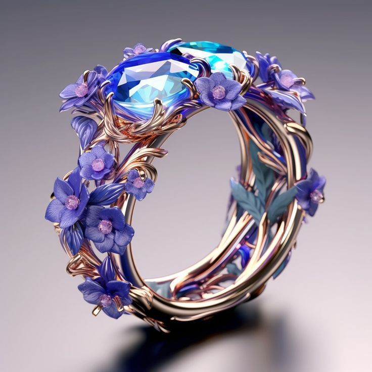 Exotic Violet Floral Ring