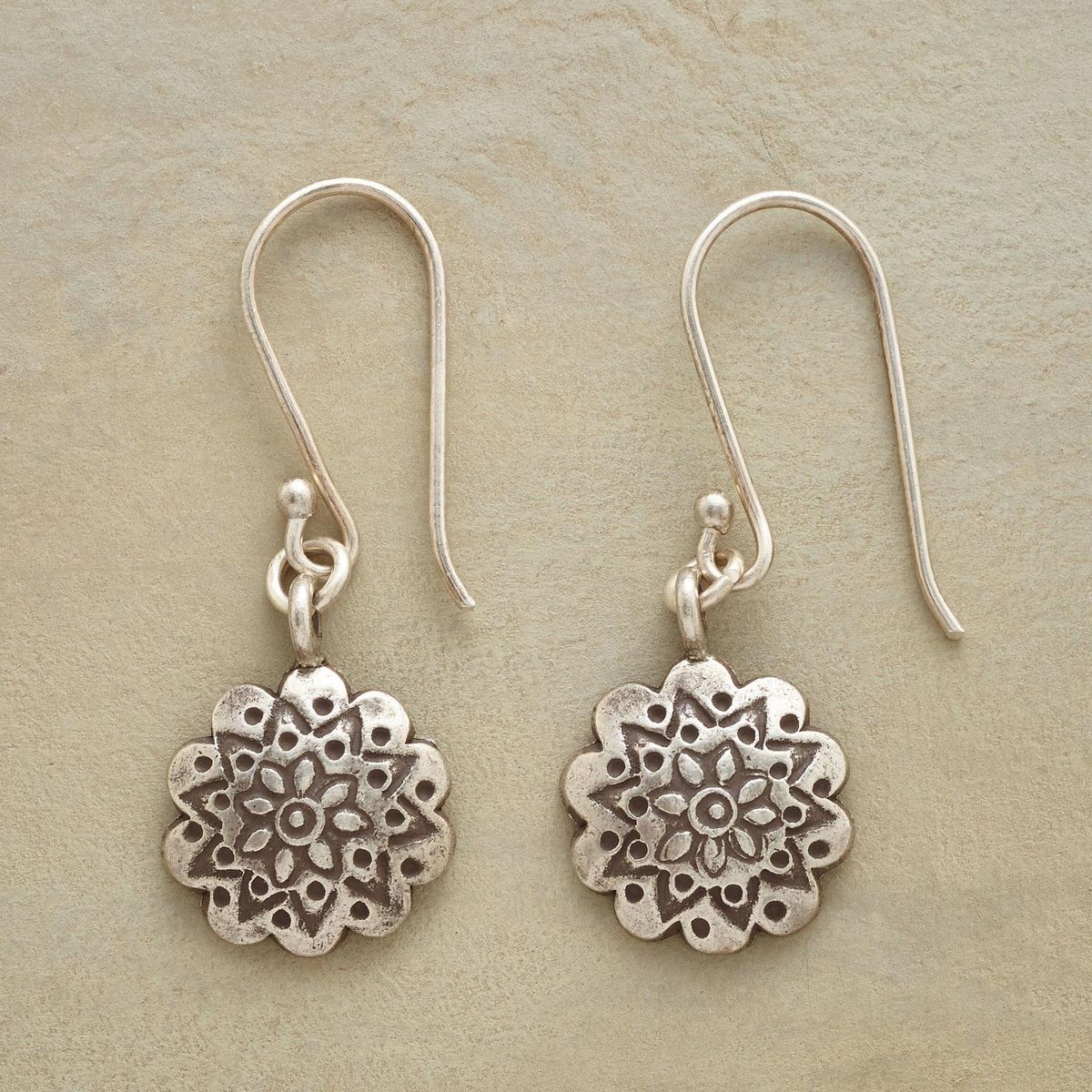 Mandala Silvered Earrings