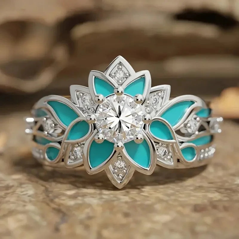 Vintage Drip Oil Flower Ring