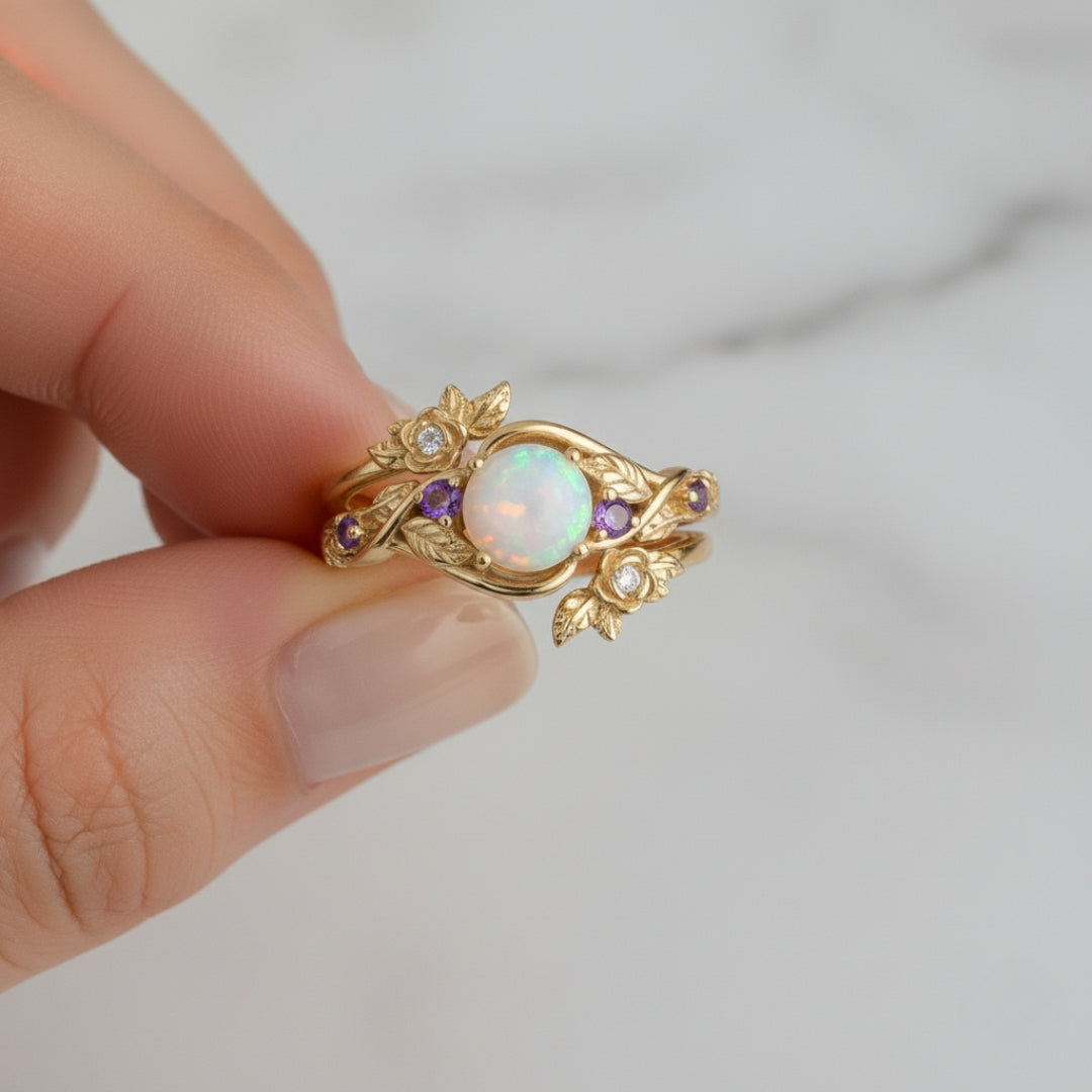 Blossom Opal Ring Set