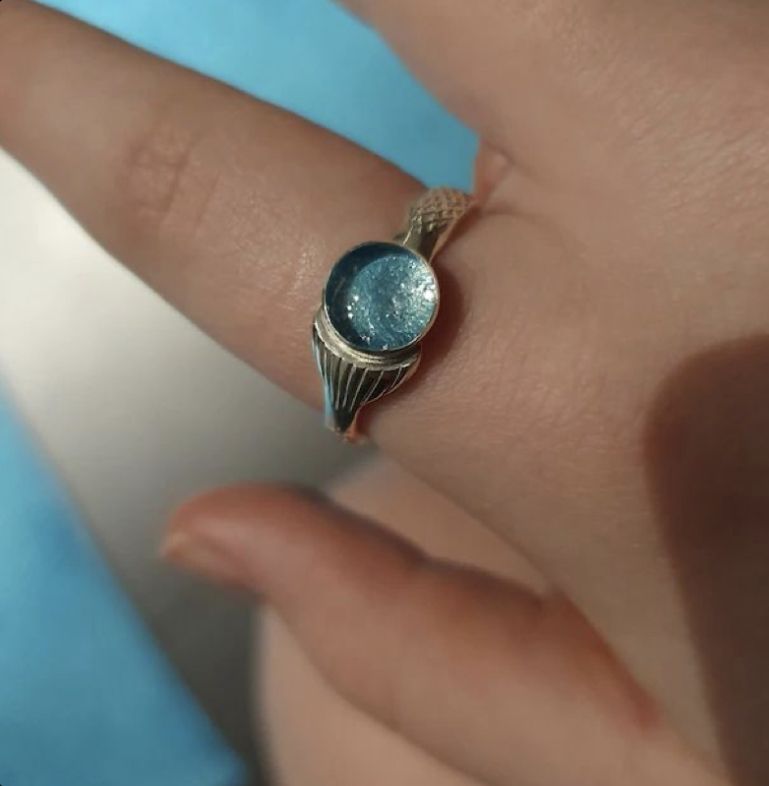 Ocean Glass Tail Silver Ring