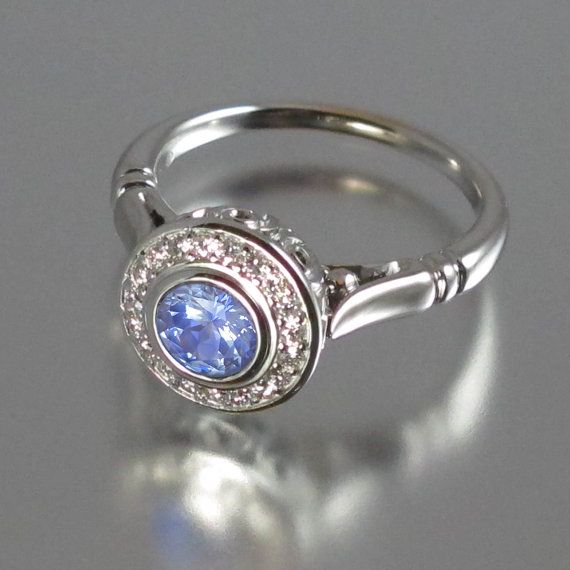 Blue Rounded Glass Silvered Ring