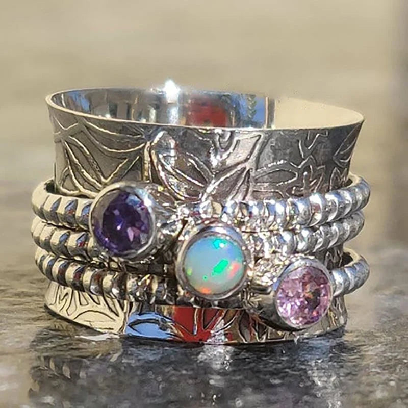 Bohemian Gemstone Meditation Spinner Ring
