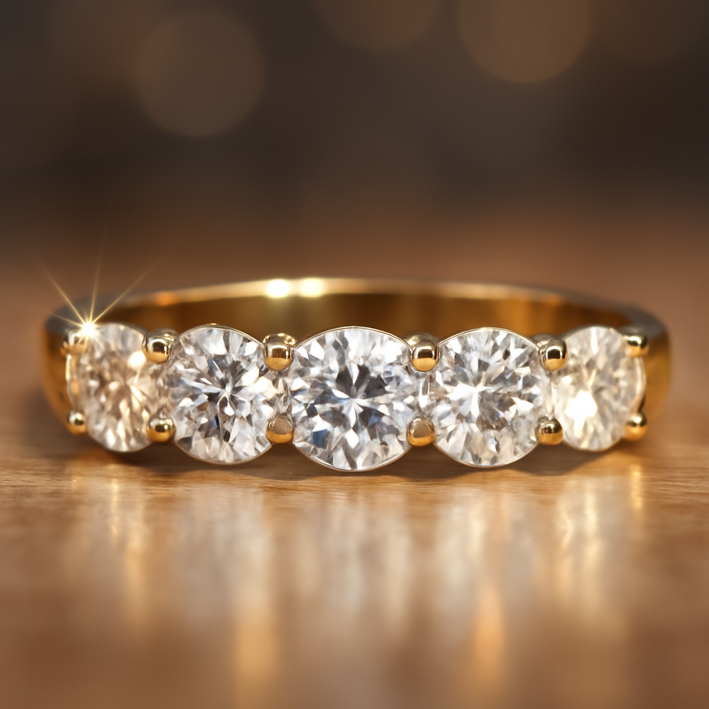 Moissanite Engagement Golden Ring