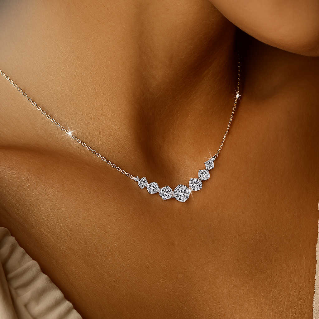 925 Silver Smiling Seven Princess Necklace