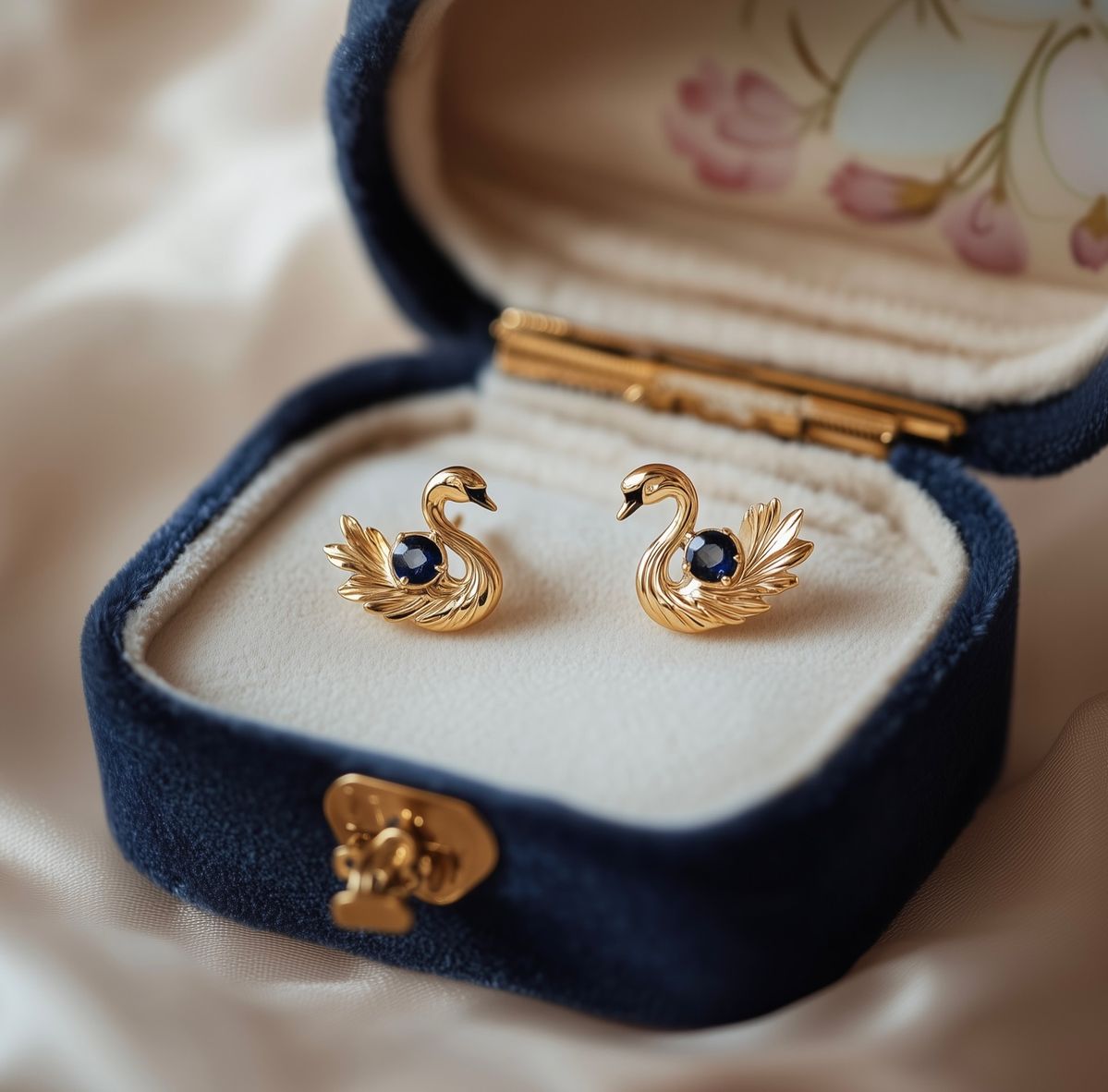 Exotic Blue Crystal Swan Earrings