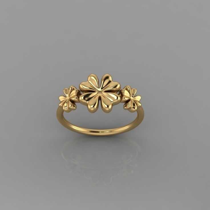 Golden Triple Clover Ring