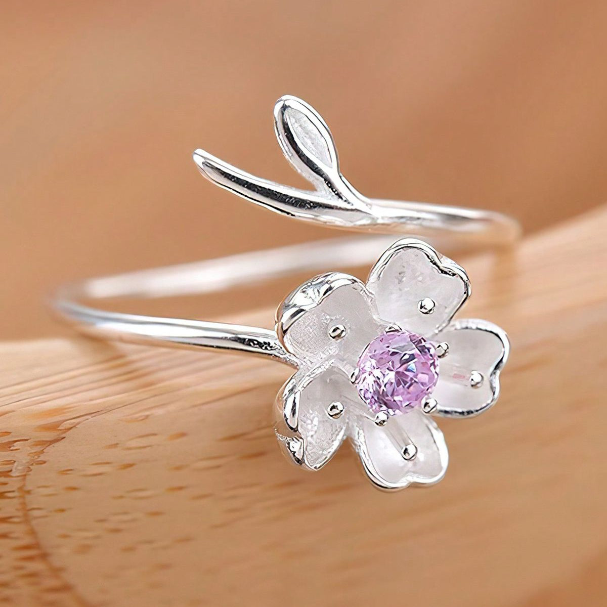 Silvered Blossom Purple Ring