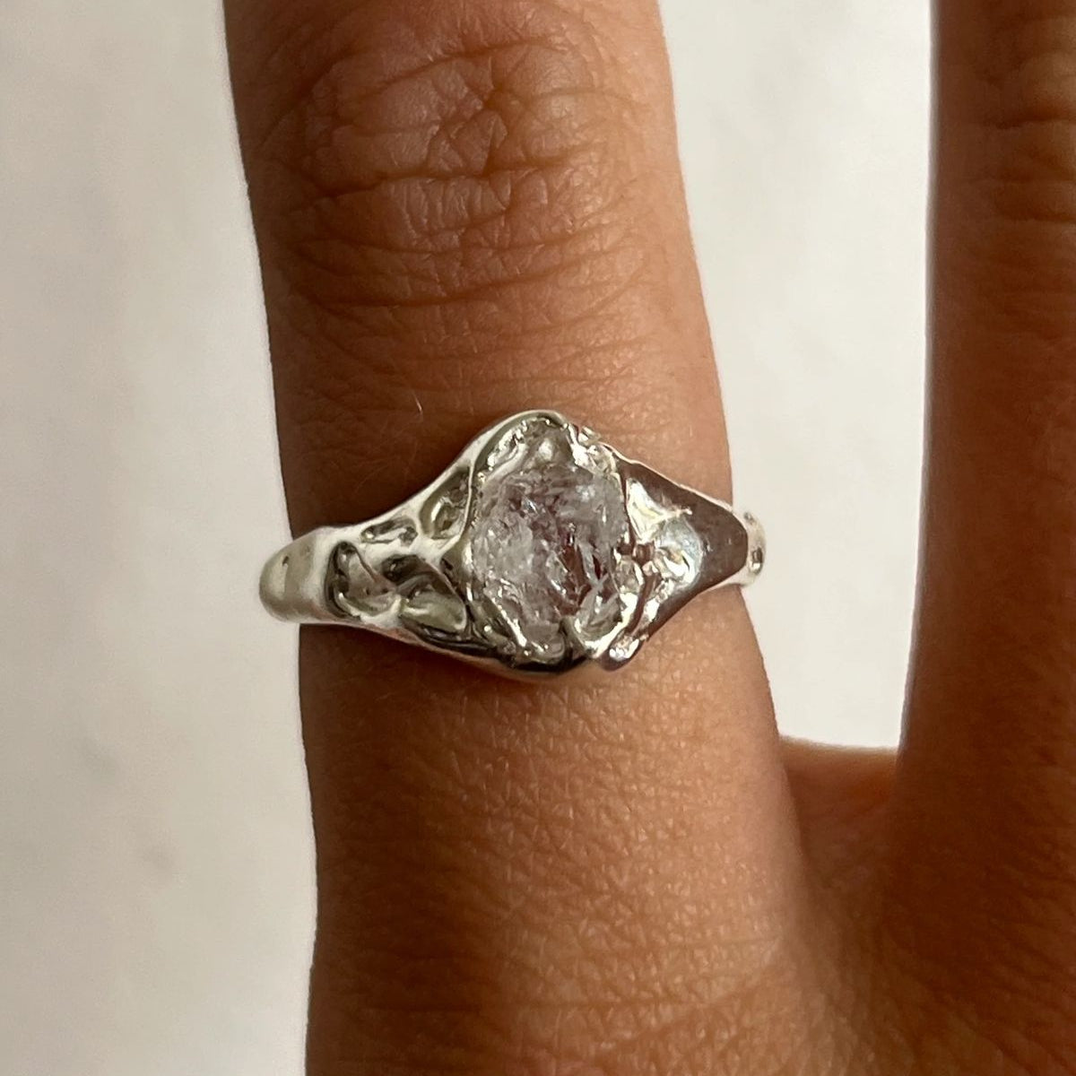 Forged Glass Silvered Ring