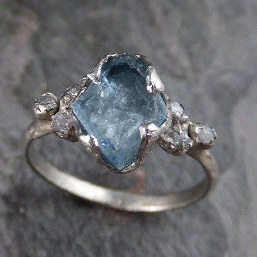 Blue Forged Glass Stone Ring