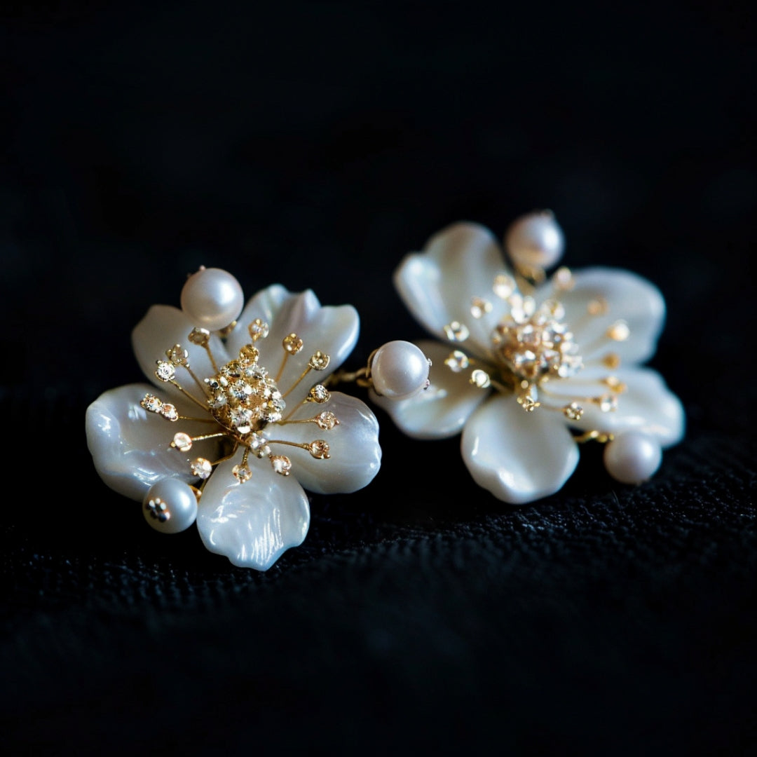 Blossom White Pearl Earrings