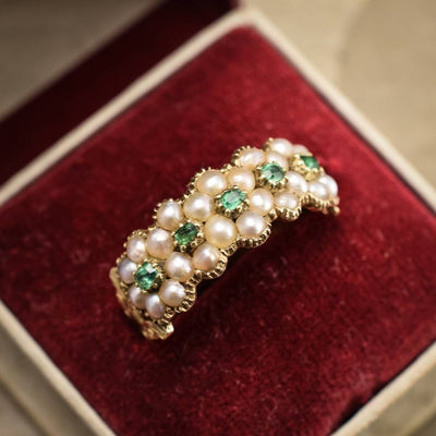 Georgian Pearl Green Ring