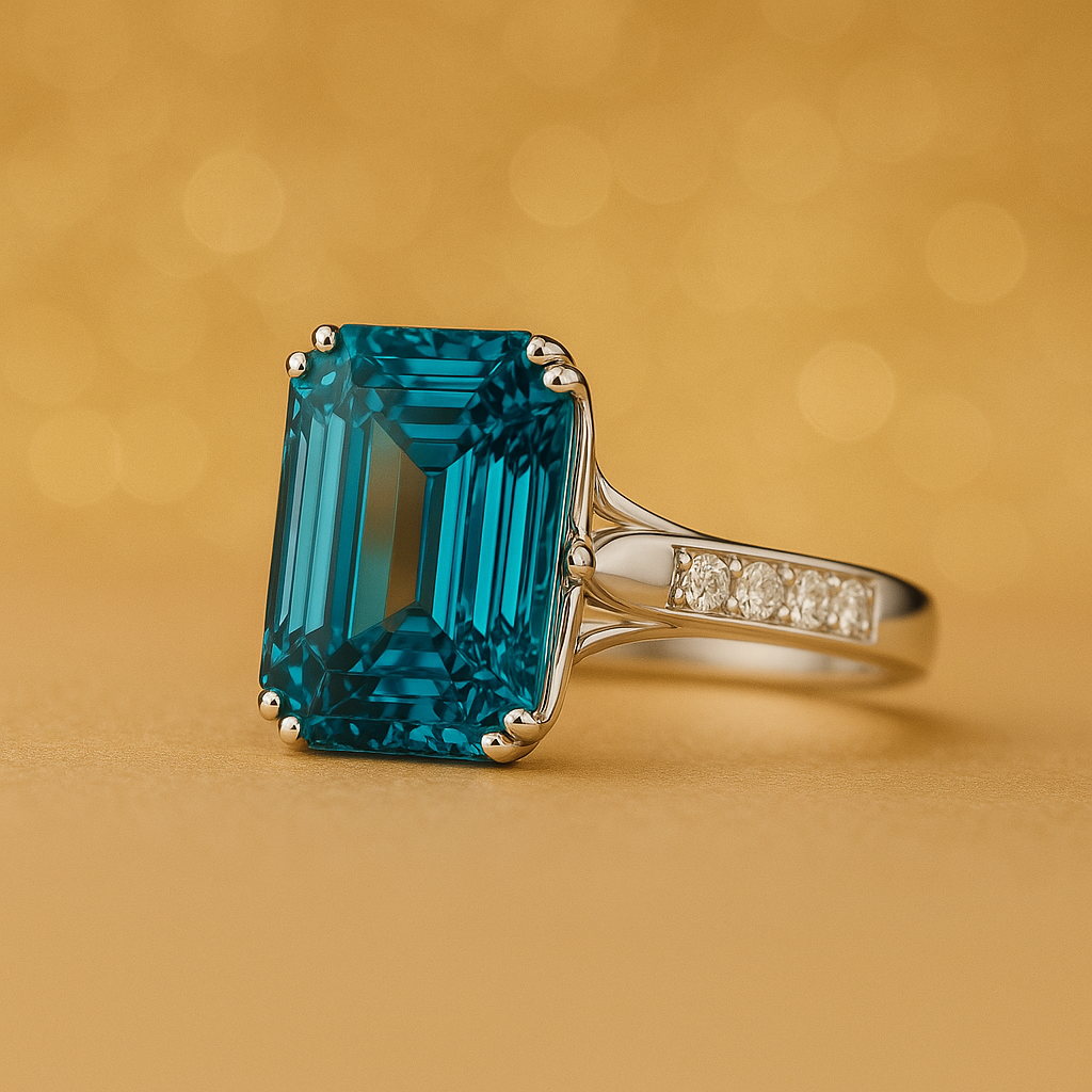 Vintage Blue Crystal Silvered Ring