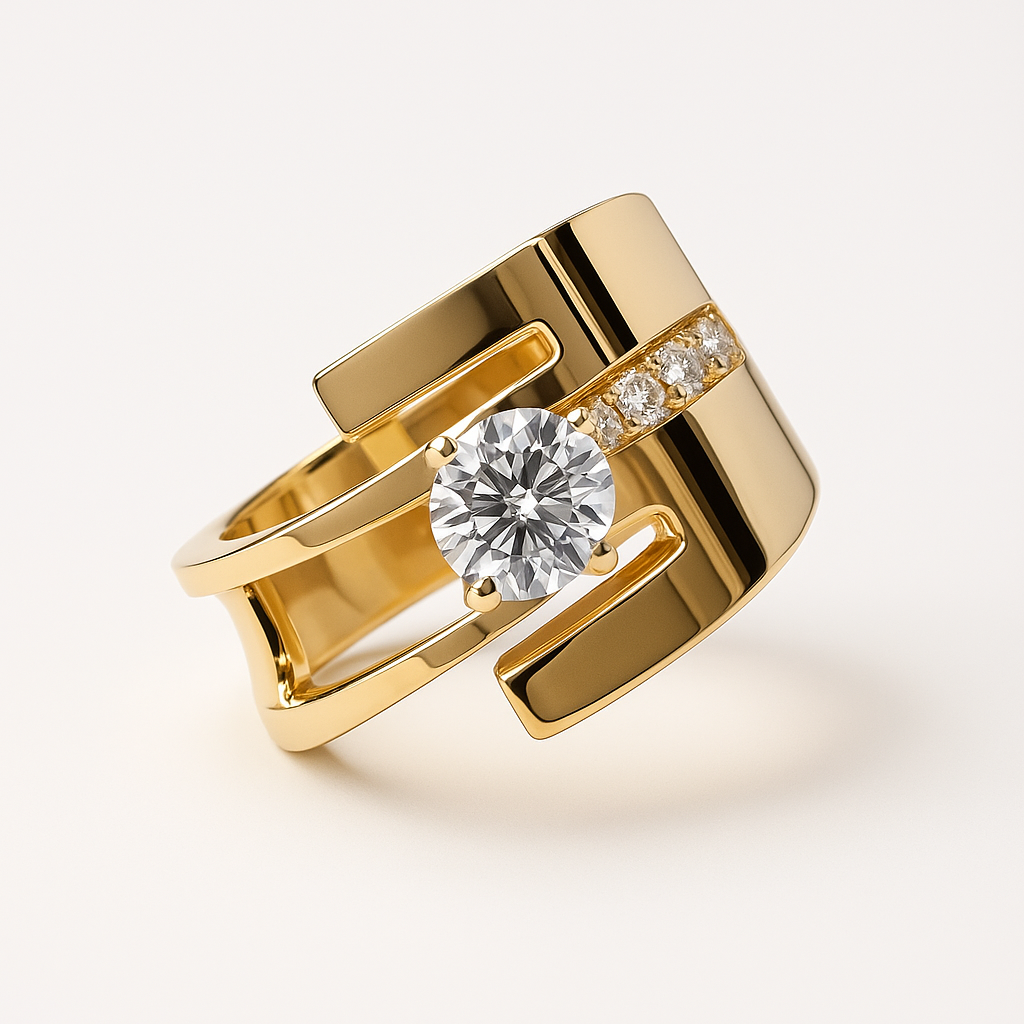 Vintage Golden Irregular Zirconia Ring