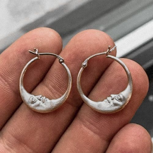 Moon Silver Hoop Earrings