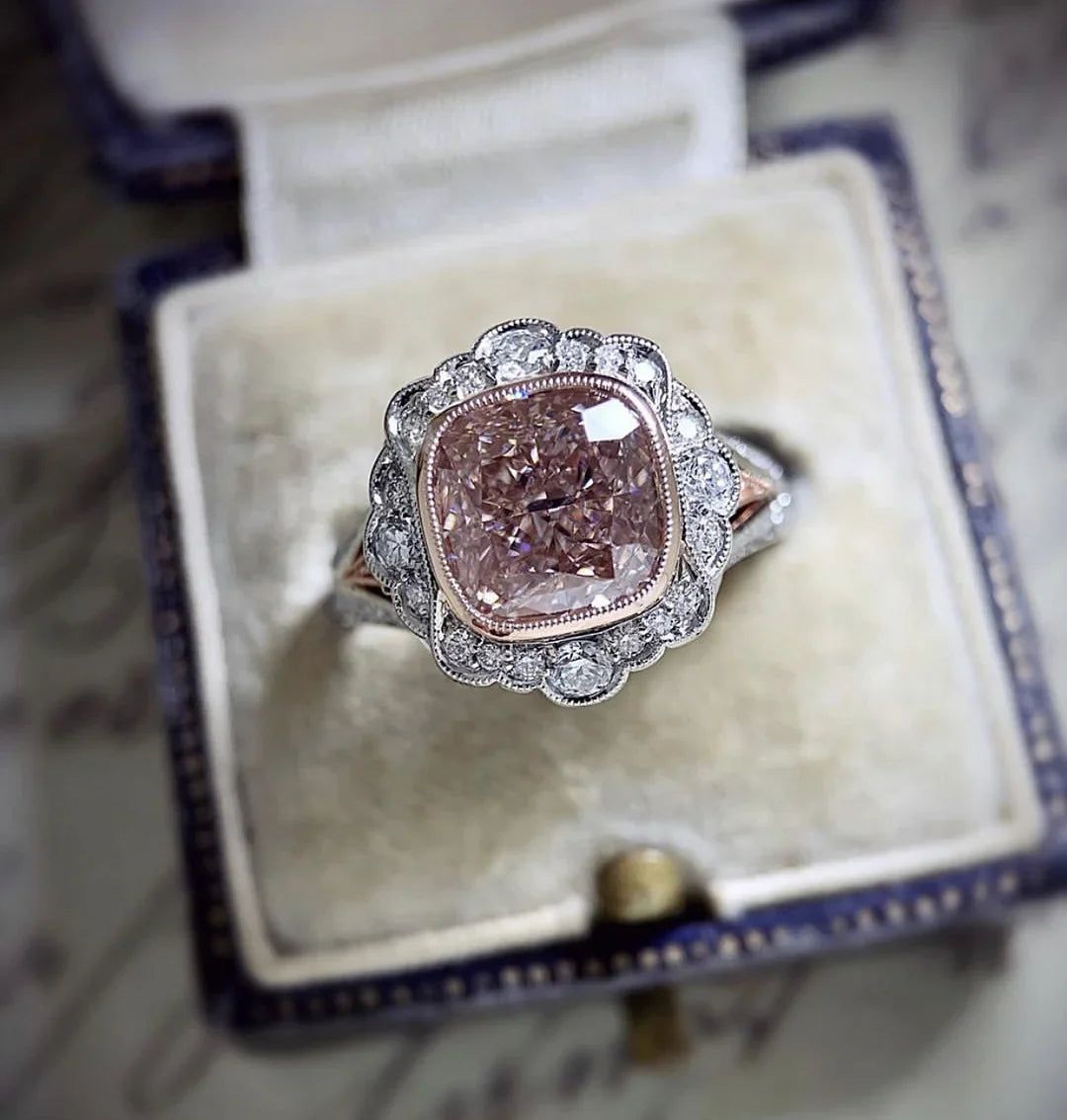 Vintage Rose Gold Double Tone Moissanite Ring
