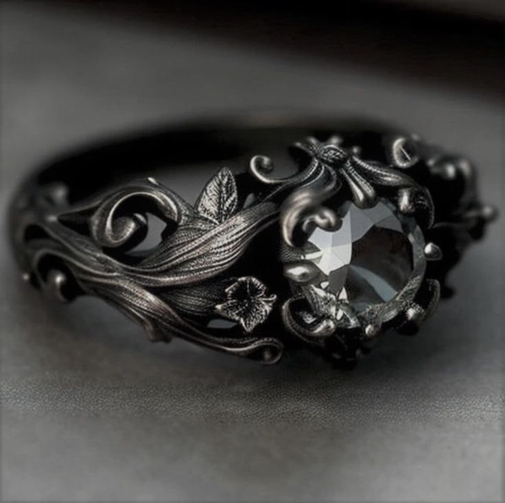 Black Zirconia Silver Ring